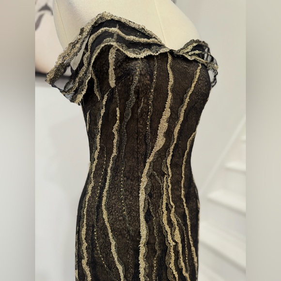 Rene Ruiz Collection Metallic Off-the-shoulder Gown Maxi Dress - Picture 6 of 11